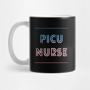 PICU Nurse retro blue and pink text design Mug